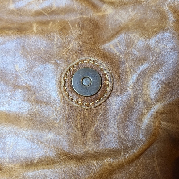 Frye Stacy Woven Studded Convertible Camel Brown Italian Leather Hobo Bag - Picture 14 of 15